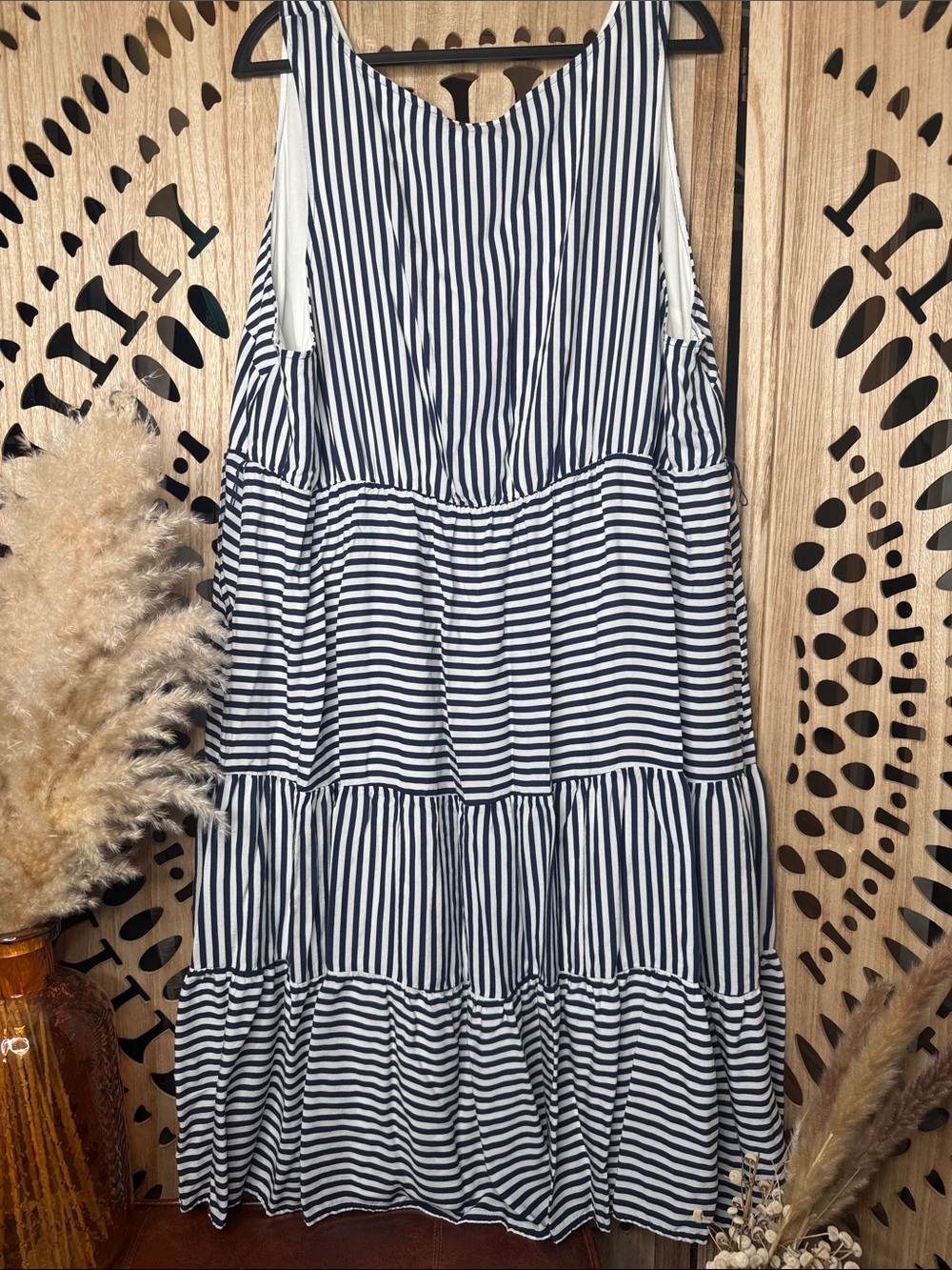 torrid Navy & White Striped Tiered V-Neck Maxi Dress - Picture 4 of 5